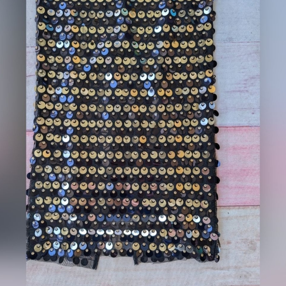NWT Lovers + Friends Black/Silver Sequin 2 Pc Skirt Set Bandeau Top Maxi Skirt M - Picture 8 of 11